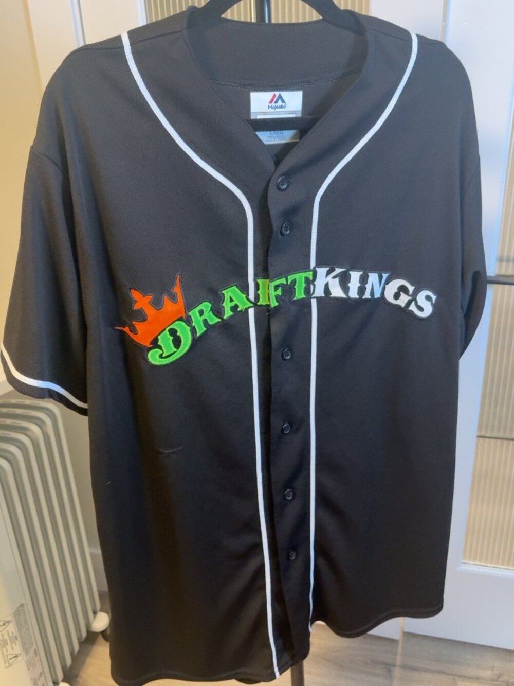 DraftKings Majestic Baseball Jersey Black Green Orange Men’s Large L Promo